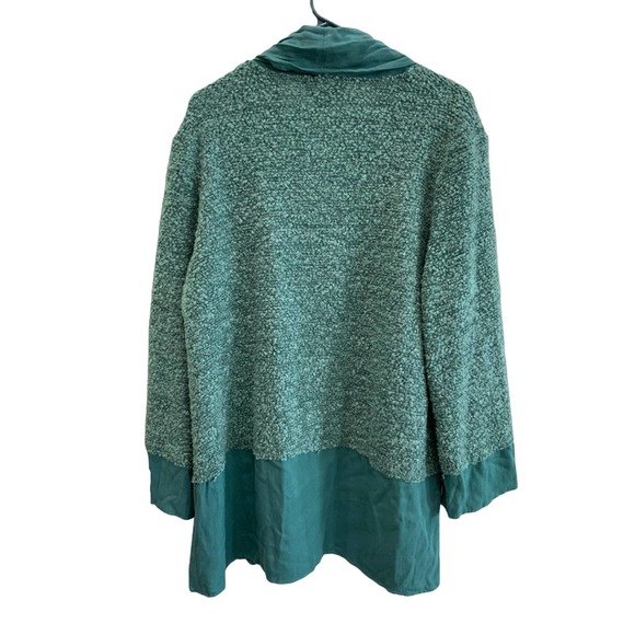 Soft surroundings size large green long line open front cardigan sweater - Picture 2 of 3